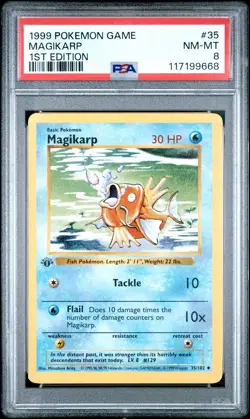 1999 POKEMON BASE SET 1ST EDITION #35 MAGIKARP PSA 8 - Image 1