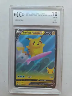 2021 Pokemon Celebrations - Surfing Pikachu V #008 - BCCG 10 - Image 1