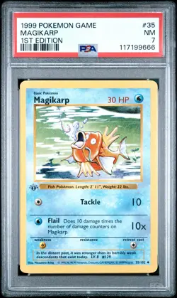 1999 POKEMON BASE SET 1ST EDITION #35 MAGIKARP PSA 7 - Image 1
