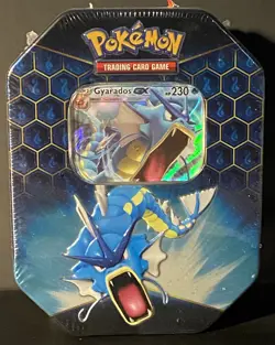 Pokemon Sun & Moon Hidden Fates Gyarados GX Tin Factory Sealed - Image 1
