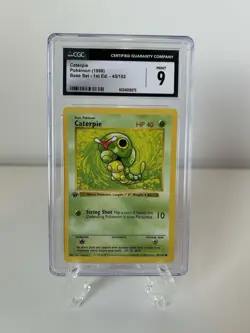 Pokemon 1999 Base Set 1st Ed Shadowless Caterpie Card CGC 9 Mint - Image 1