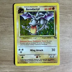 Aerodactyl 1/62 Pokemon Fossil Holo Rare WOTC Vintage Card English LP Unlimited - Image 1