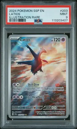 2024 POKEMON SSP EN-SURGING SPARKS ILLUSTRATION RARE #203 LATIOS PSA 9 - Image 1