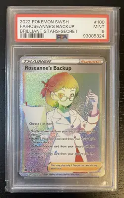 2022 Pokemon SWSH FA Roseanne's Backup Brilliant Stars Secret #180 PSA 9 - Image 1