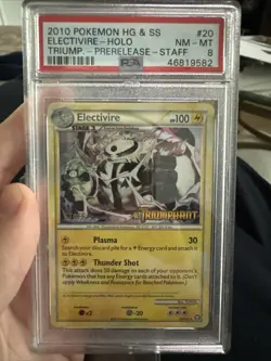 2010 Pokemon Electivire STAFF PSA 8 Triumphant Heartgold 20/102 Prere Promo Holo - Image 1