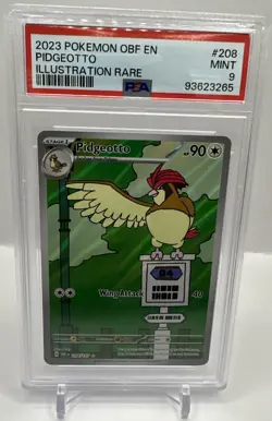 2023 POKEMON OBF EN-OBSIDIAN FLAMES ILLUSTRATION RARE #208 PIDGEOTTO PSA 9 - Image 1