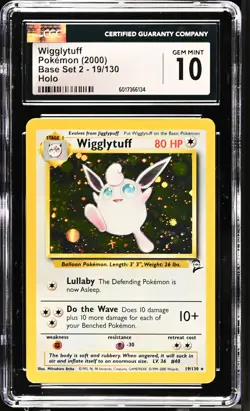 CGC 10 GEM MINT Wigglytuff 2000 Base Set 2 19/130 Holo Pokemon Card - Image 1