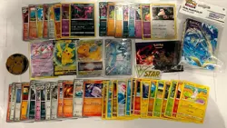 Pokemon Mystery Pack!! 50 Cards!! Stickers/Coins/Mini Binder - Image 1