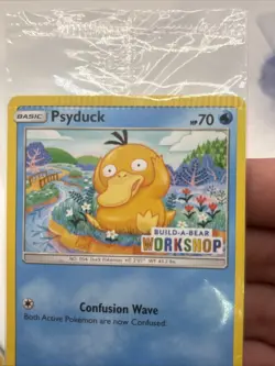 Build a Bear Pokemon Card Psyduck Promo Trading TCG SEALED NEW RARE Crimp Error - Image 2