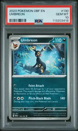 2023 POKEMON OBF EN-OBSIDIAN FLAMES #130 UMBREON PSA 10 - Image 1