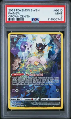 2023 POKEMON SWORD & SHIELD CROWN ZENITH #GG10 FULL ART/MEW PSA 9 - Image 1