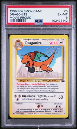 1999 POKEMON GAME MOVIE PROMO #5 DRAGONITE PSA 6 - Image 1
