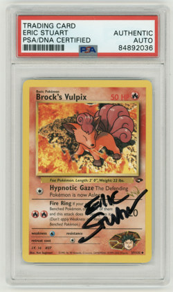 PSA Signed Eric Stuart Pokemon Gym Challenge Brock's Vulpix 37/132 W Stamp - Image 1