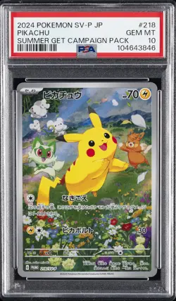 2024 POKEMON JAPANESE SV-P PROMO SUMMER OF POKECA IS HERE! #218 PIKACHU PSA 10 - Image 1