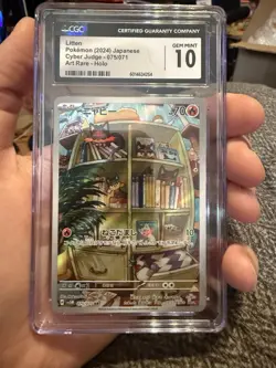 CGC 10 GEM MINT Japanese Litten 075/071 Cyber Judge Art Rare Holo Pokemon 2024 - Image 1