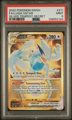 2022 POKEMON SWORD & SHIELD SILVER TEMPEST SECRET FULL ART/LUGIA VSTAR PSA 9 - Image 1