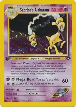 Pokemon Card - Gym Challenge 16/132 - SABRINA'S ALAKAZAM (holo-foil) *1st Ed* NM - Image 1