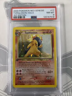 Pokemon Typhlosion T17 First Edition Holo Card Neo Genesis PSA 8 - Image 1