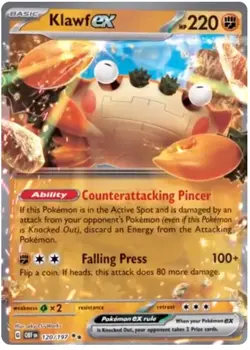 Klawf ex Holo Double Rare Pokemon TCG Card 120/197 - Image 1