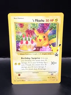 Pokemon TCG Birthday Pikachu Celebrations Classic Collection Promo Card #24 B - Image 1