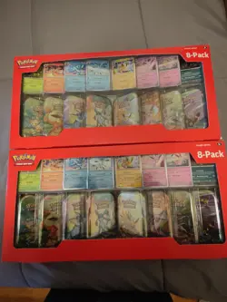 Costco Prismatic Evolutions 8 Mini Tin Bundle with Promo Cards - NEW / SEALED x2 - Image 1