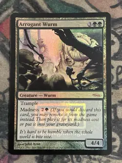 MTG Foil Arrogant Wurm FNM Promo (10/12) Regular Promo Rare Magic The Gathering - Image 1