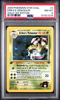 2000 POKEMON GYM CHALLENGE HOLO-1ST ED #4 ERIKA'S VENUSAUR PSA 8 - Image 1