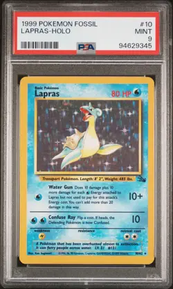 1999 POKEMON FOSSIL #10 LAPRAS-HOLO PSA 9 - Image 1