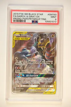 2019 POKEMON SM BLACK STAR PROMO #SM193 FULL ART/GARCHOMP & GIRATINA GX PSA 9 - Image 1