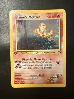 Blaine's Moltres 1/132 1st Edition Holo Pokemon Gym Heroes Near Mint 1st Edition - Image 1