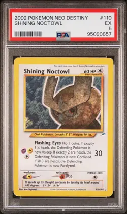 2002 Pokemon Shining Noctowl Neo Destiny 110 PSA 5 Revelation Vintage - Image 1