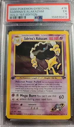 2000 POKEMON GYM CHALLENGE HOLO-1ST EDITION #16 SABRINA'S ALAKAZAM PSA 5 - Image 1