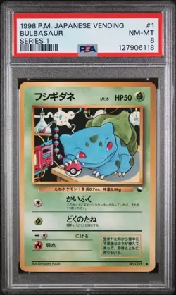 1998 Pokemon Japanese BULBASAUR Vending Series 1 PSA 8 NEAR MINT-MINT NM/MT - Image 1