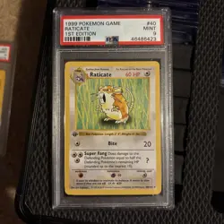 1999 Pokemon Game Raticate 1st Edition PSA 9 - Image 1