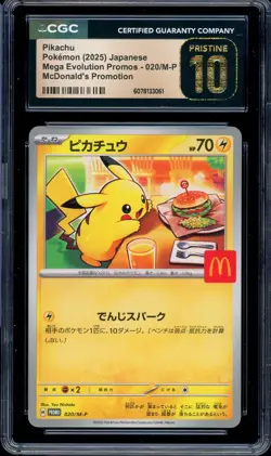 CGC 10 PRISTINE Pokemon Pikachu 020/M-P McDonald's Promo Japanese 2025 US SELLER - Image 1