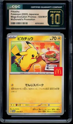 CGC 10 PRISTINE Pokemon Pikachu 020/M-P McDonald's Promo Japanese 2025 US SELLER - Image 1