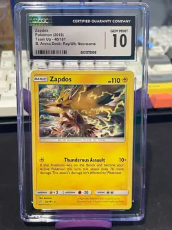 CGC 10: Zapdos 40/181 Rare Team Up Pokemon Card - GRADED! - Image 1