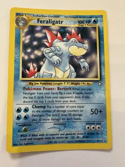 Pokemon TCG Feraligatr Neo Genesis Holo Unlimited Rare Card 4/111 LP - Image 1
