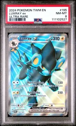 LUXRAY EX #195 PSA 8 2024 Twlight Masquerade Ultra Rare RARE POKEMON - Image 1