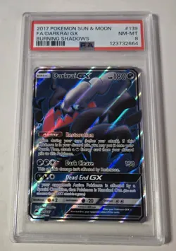 PSA 8 Darkrai GX Full Art 139/147 - 2017 Pokemon Sun & Moon Burning Shadows - Image 1