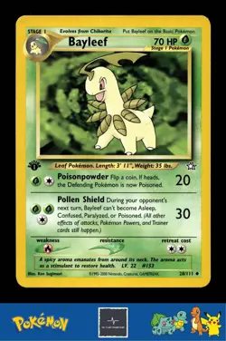 2000 Pokemon WotC Neo Genesis 28/111 Bayleef (Sugimori) 1st Ed - Image 1