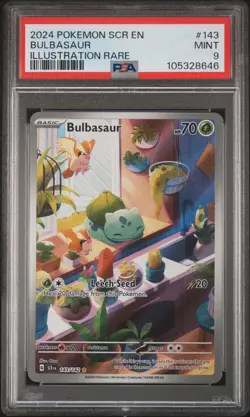 2024 POKEMON SCR EN-STELLAR CROWN ILLUSTRATION RARE #143 BULBASAUR PSA 9 - Image 1