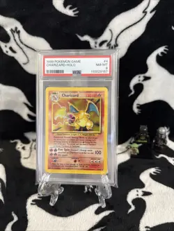 1999 POKEMON BASE SET UNLIMITED #4 CHARIZARD-HOLO PSA 8 - Image 1