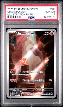 2023 POKEMON MEW EN-151 ILLUSTRATION RARE #168 CHARMANDER PSA 8 - Image 1