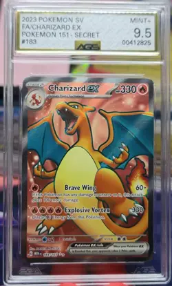 2023 POKEMON MEW EN-151 ULTRA RARE #183 CHARIZARD EX AGS 9.5 MINT+ - Image 1