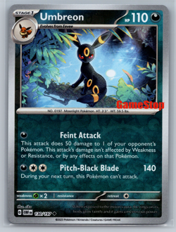 Umbreon GameStop Promo Reverse Holo 130/197 Obsidian Flames Pokemon TCG - Image 1