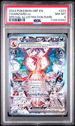 2023 POKEMON OBF EN-OBSIDIAN FLAMES SPECIAL ILLUSTRATION RARE CHARIZARD EX PSA 8 - Image 1