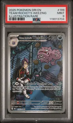 2025 POKEMON DRI EN-DESTINED RIVALS #199 TEAM ROCKET'S WEEZING PSA 9 - Image 1