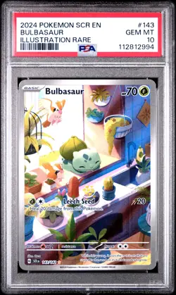 2024 POKEMON SCR EN-STELLAR CROWN ILLUSTRATION RARE #143 BULBASAUR PSA 10 - Image 1