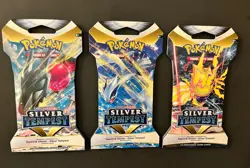 Pokemon 3X SILVER TEMPEST SLEEVED BOOSTER PACK-3 Different Art Work with Lugia - Image 1